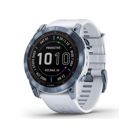 Garmin fenix 7X Sapphire Solar 51mm GPS Smartwatch, Mineral Blue DLC/Whitestone