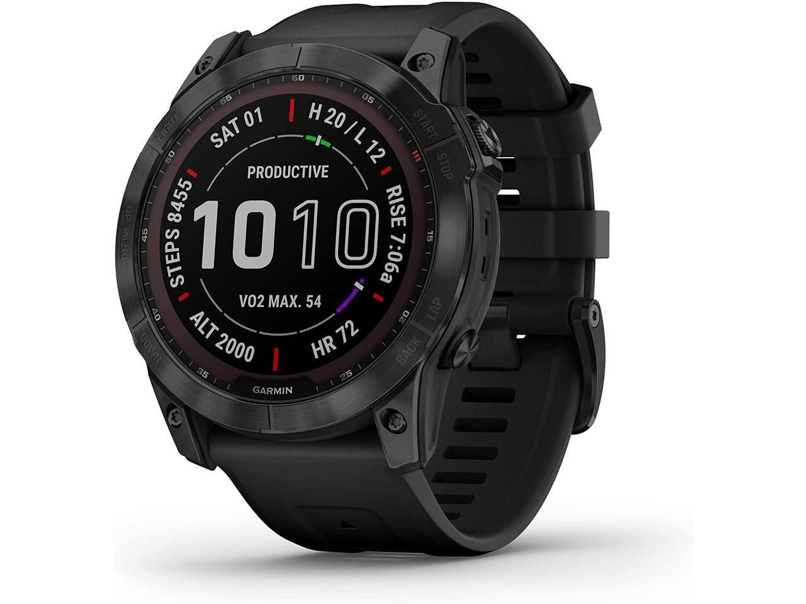 Garmin - Fenix 7X Sapphire Solar - Multi-function watch - Black DLC-Titan /  Black