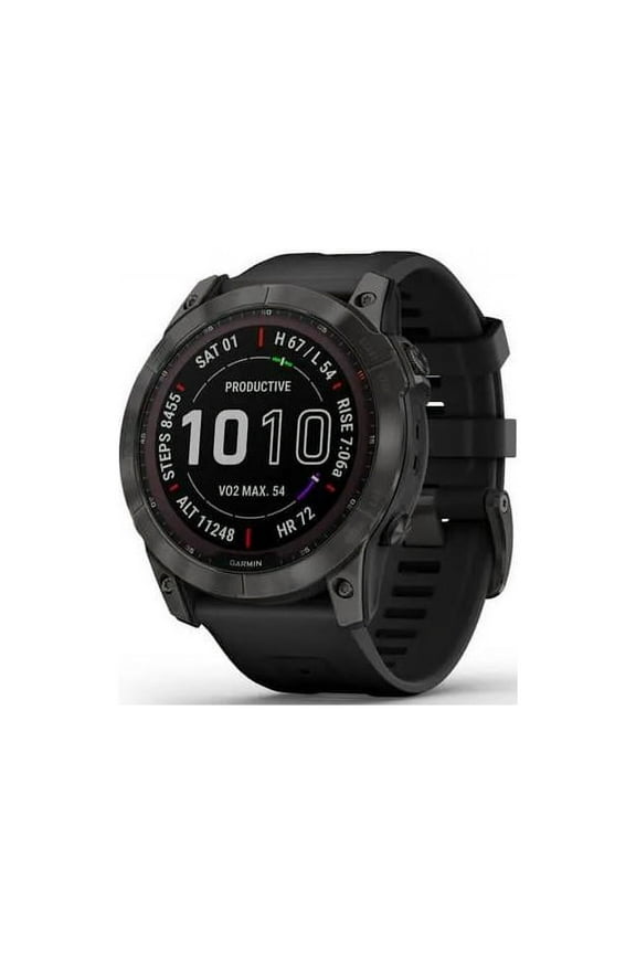 fenix 7X Sapphire Solar, Carbon Gray DLC Titanium with Black Band