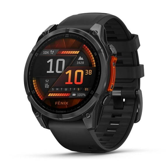 Garmin fenix 8 – 47mm, AMOLED, Premium Multisport GPS Smartwatch, Long-Lasting Battery Life, Dive-Rated, Built-in LED Flashlight, Slate Gray with Black Band