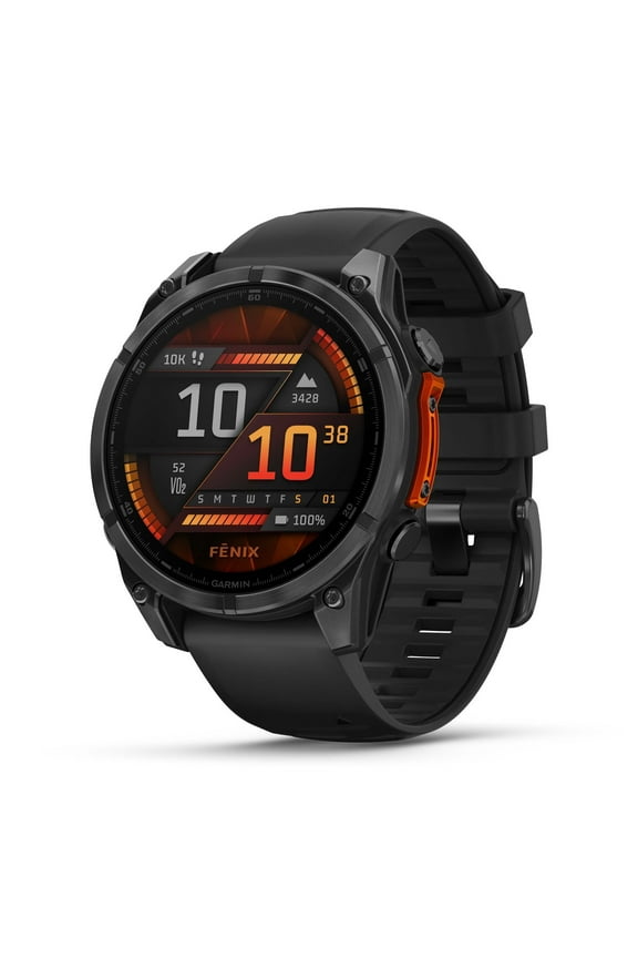 fenix 8 – 47mm, AMOLED, Premium Multisport GPS Smartwatch, Long-Lasting Battery Life, Dive-Rated, Built-in LED Flashlight, Slate Gray with Black Band