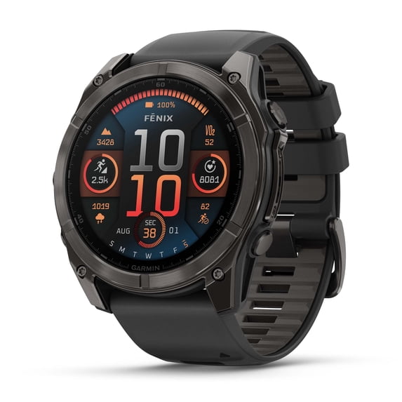 Garmin fenix® 8 – 51 mm, AMOLED, Sapphire, Premium Multisport GPS Smartwatch, Long-Lasting Battery Life, Dive-Rated, Built-in LED Flashlight, Carbon Gray DLC Titanium with Pebble Gray Band