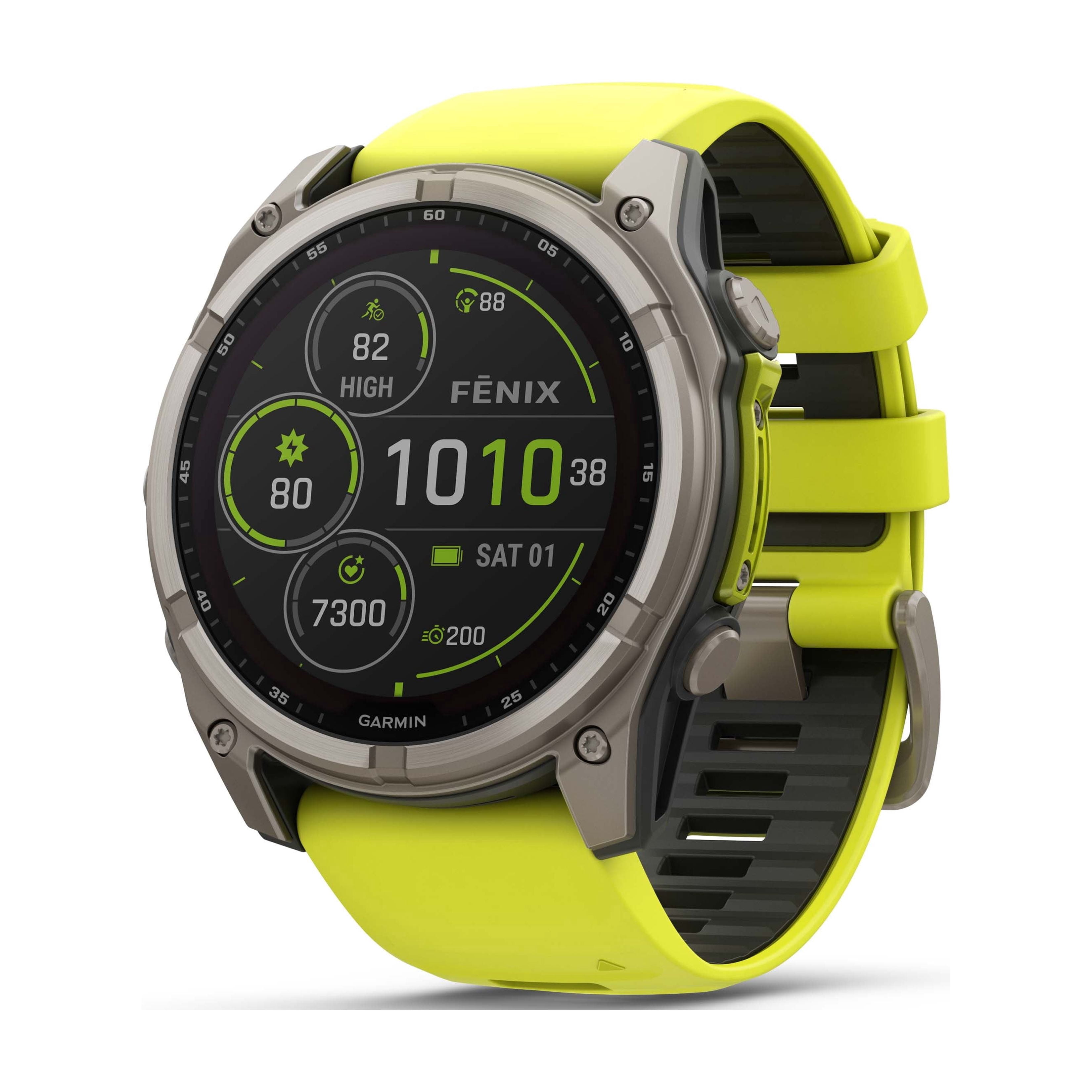 Garmin fēnix® 8 Solar, Sapphire, 51mm, Titanium, Amp Yellow/Graphite