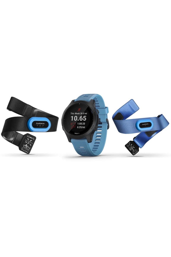 forerunner® 945 GPS, Music 1.2" Black Silicone Case with Blue Band Smart Watch