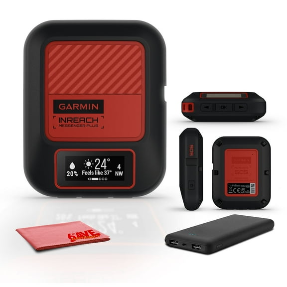 Garmin inReach Messenger Plus, SOS Satellite Communicator with Photo, Text & Voice Messaging Bundle