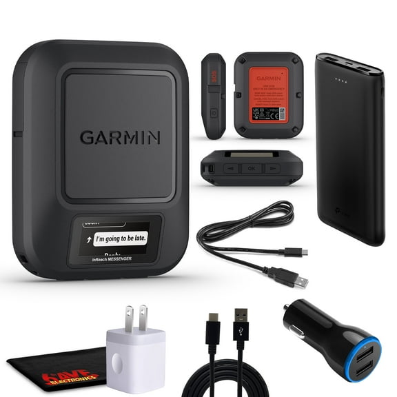 Garmin inReach Messenger Satellite Communicator Handheld, Two-Way Global Text Messaging / Texting Device Bundle Kit with Accessories
