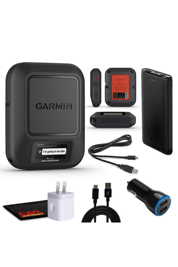 inReach Messenger Satellite Communicator Handheld, Two-Way Global Text Messaging / Texting Device Bundle Kit with Accessories