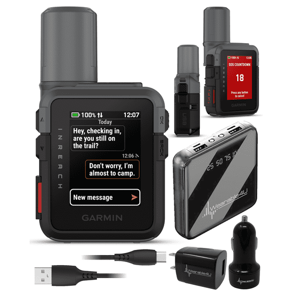 Garmin inReach Mini 3 Rugged Compact Global Satellite Communicator with Color Touchscreen, Two-Way Texting, Emergency SOS Messaging w/ Wearable4U Power Bundle