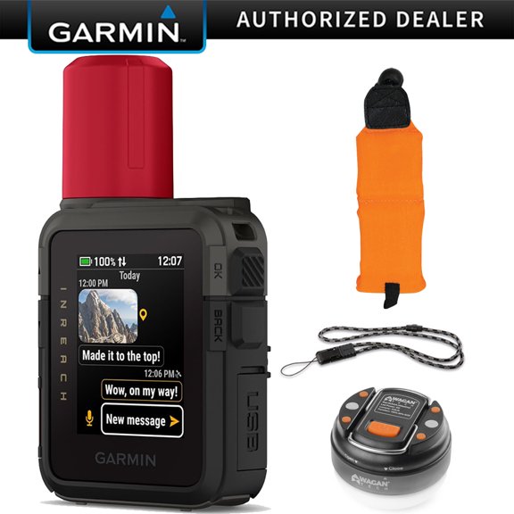Garmin inReach Mini 3 Plus Satellite Communicator w/ Touchscreen 010-03387-10 + Quick Release Lanyard + Orange Floating Foam Wrist Strap + LED Brite-Nite Dome Lantern for Camping & Emergencies