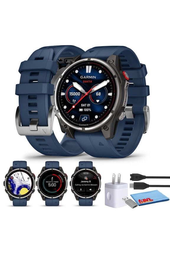 quatix 8 Pro 47mm Nautical Smartwatch Bundle with inReach Satellite LTE AMOLED Display Bundle With Charger Adapter and Cleaning Cloth