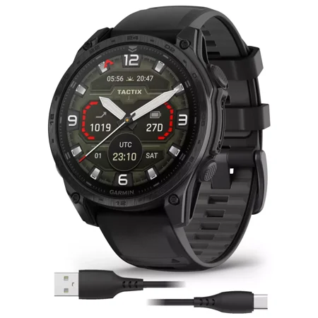 Garmin - tactix 8 AMOLED GPS Smartwatch 47 mm Fiber-reinforced polymer with titanium rear cover - Black - (2025)