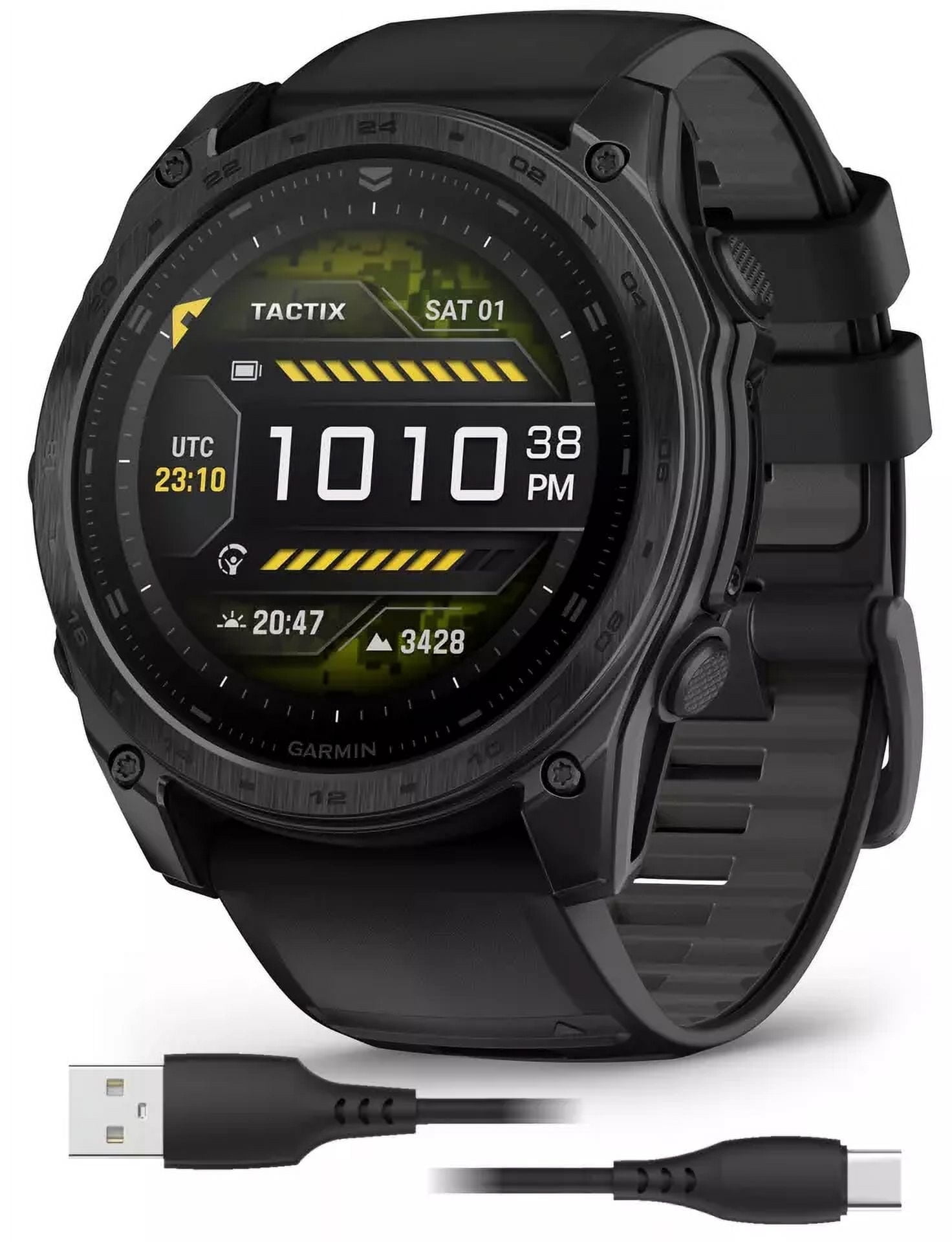 Garmin tactix 8 51mm AMOLED Sapphire Edition Smartwatch with Applied Ballistics Ultralight Solver and Built-In Flashlight (Black)