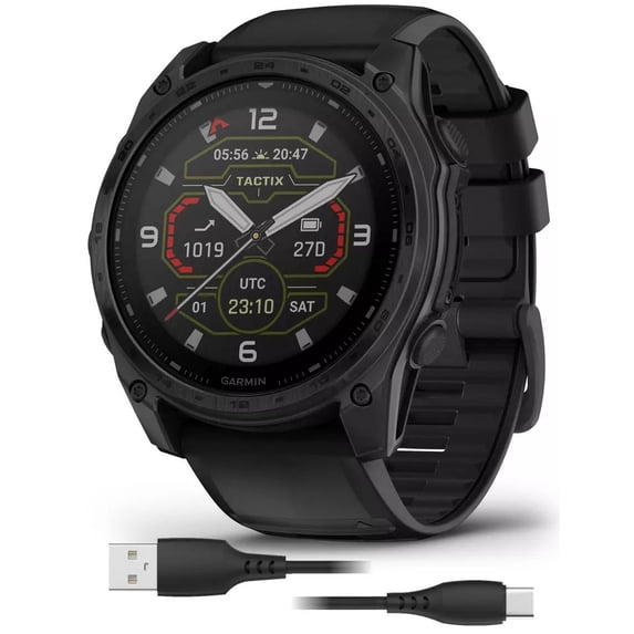 Garmin tactix 8 51mm Solar Edition Smartwatch with Applied Ballistics Ultralight Solver and Built-In Flashlight (Black)