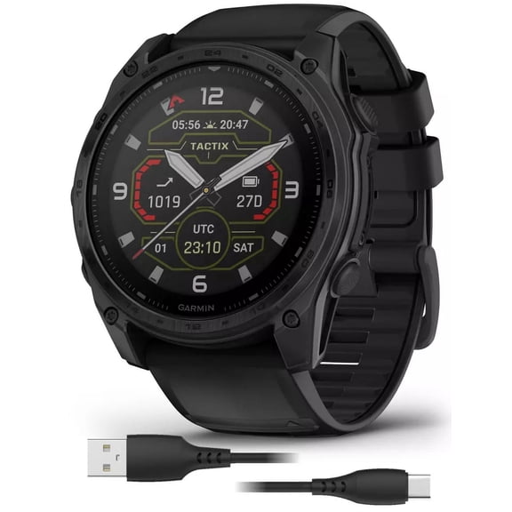 Garmin tactix 8 51mm Solar Edition Smartwatch with Applied Ballistics Ultralight Solver and Built-In Flashlight (Black)