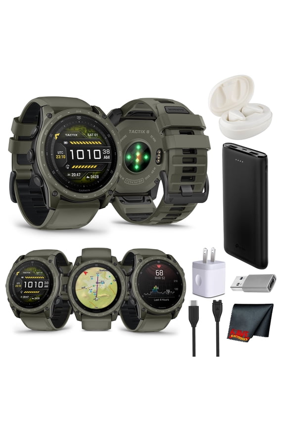 tactix 8 Tactical Smartwatch 51 mm AMOLED Touchscreen, Titanium Sapphire Cerakote Olive Drab Applied Ballistics Ultralight Multiband GPS LED Flashlight Dive Rated