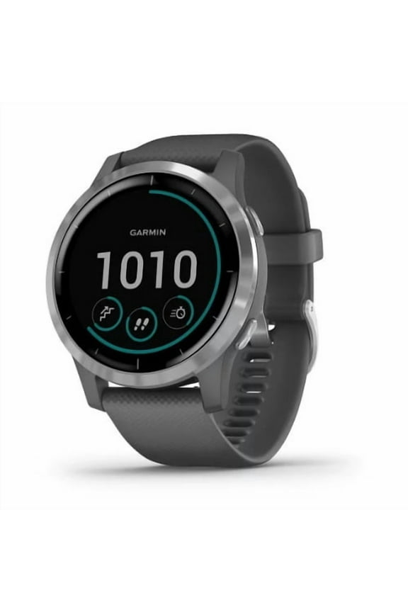 vvoactive 4 Silver Stainless Steel Bezel with Shadow Gray Case and Silicone Band