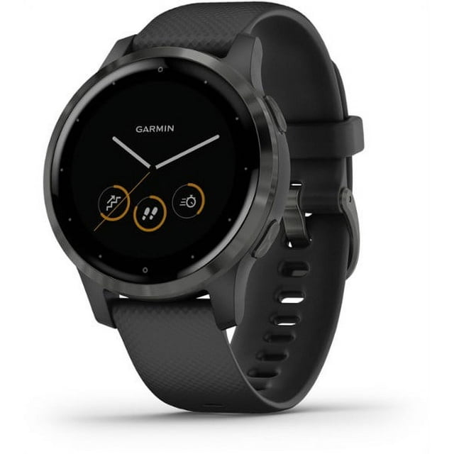 Garmin vívoactive® 4S Slate Stainless Steel Bezel with Black Case and Silicone Band