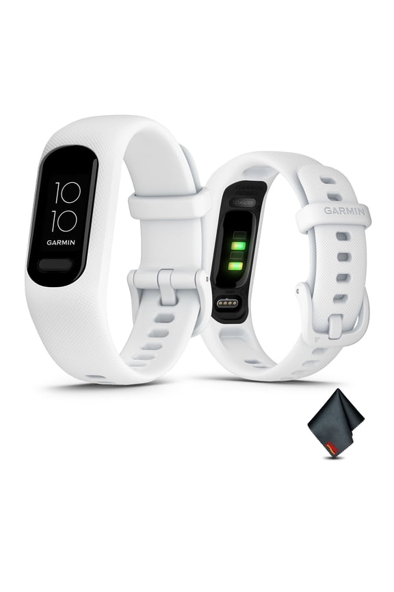 vívosmart 5, Fitness Tracker, Long-Lasting Battery, Simple Design, White Bundle With Microfiber Cleaning Cloth