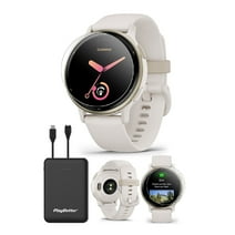 Garmin vivoactive 5 (Cream Gold/Ivory) Fitness GPS Smartwatch | Bundle with PlayBetter HD Screen Protectors & Portable Charger