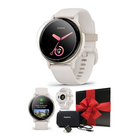 Garmin vivoactive 5 (Cream Gold/Ivory) Fitness GPS Smartwatch | Gift Box Bundle with PlayBetter Screen Protectors, Wall Adapter & Hard Case