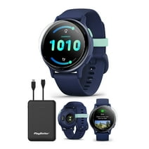 Garmin vivoactive 5 (Navy) Fitness GPS Smartwatch | Bundle with PlayBetter HD Screen Protectors & Portable Charger