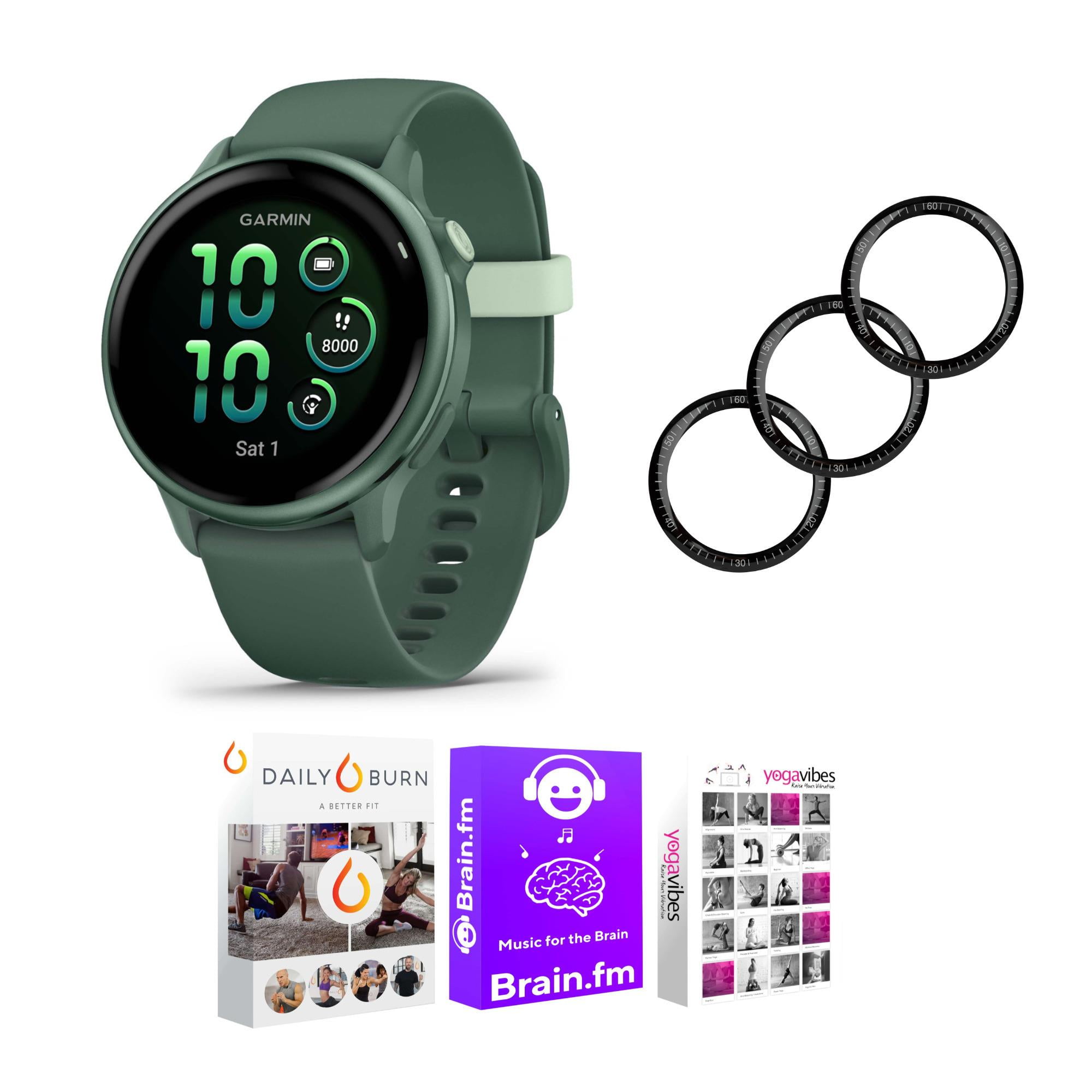 Garmin vivoactive 6 GPS Smartwatch (Metallic Jasper Green with Jasper Band) Bundle with Fitness and Wellness Plus Software Suite and Tempered Glass Screen Protector Film (40mm) (3 Items)