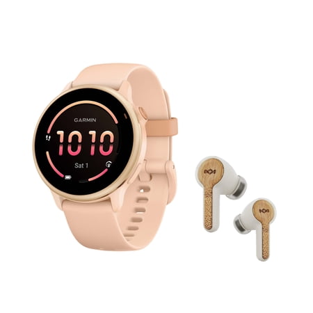 Garmin vivoactive 6 GPS Smartwatch (Metallic Pink Dawn) with Wireless Earbuds