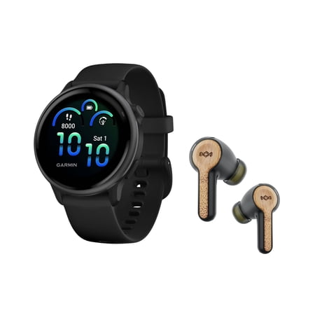 Garmin vivoactive 6 GPS Smartwatch (Slate with Black Band) with Wireless Earbuds