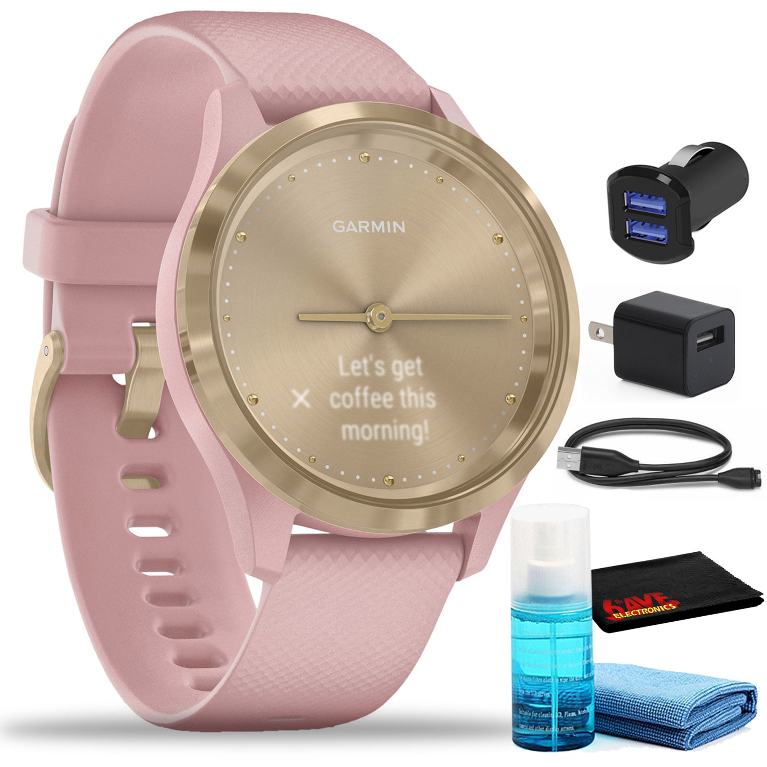 Garmin vivomove 3S Hybrid Smartwatch (39mm, Light Gold/Dust Rose) with  Adapters