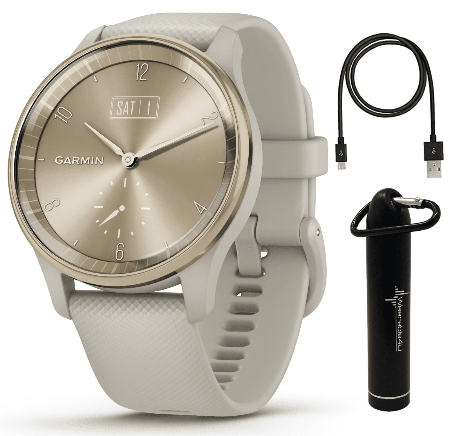 Garmin vivomove Trend Hybrid Smartwatch Silver Stainless Steel Bezel Mist Gray Case Silicone Band Metal Screen Walmart