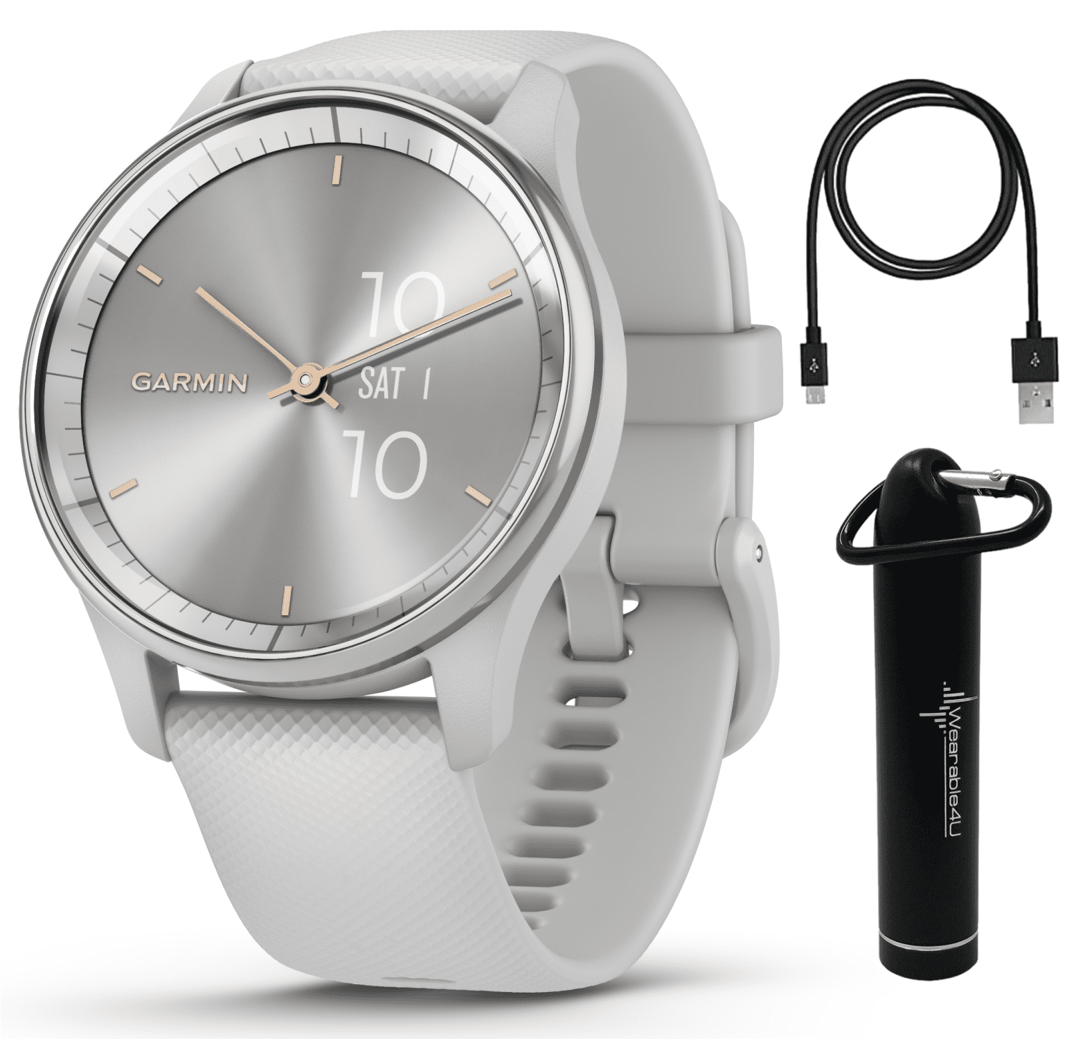 Garmin vivomove Trend (Slate/Black) Hybrid Smartwatch  Bundle with  PlayBetter Portable Charger & HD Screen Protectors 