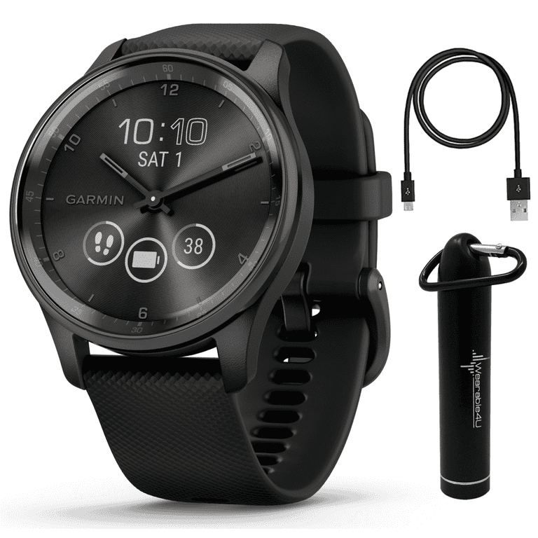 Garmin vivomove Trend 40 mm Hybrid Women Smartwatch, Slate Stainless Steel Bezel with Black Case with Wearable4U Power Bank Bundle Garmin vivomove Trend 40 mm Hybrid Women Smartwatch, Slate Stainless Steel Bezel with Black Case with Wearable4U Power Bank Bundle