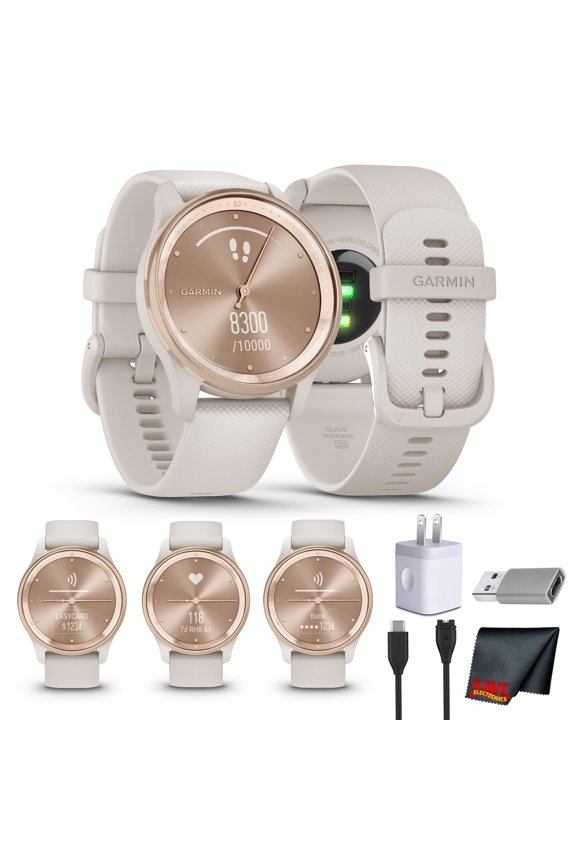 vivomove Trend Hybrid Smartwatch Peach Gold Steel Bezel - Ivory Case