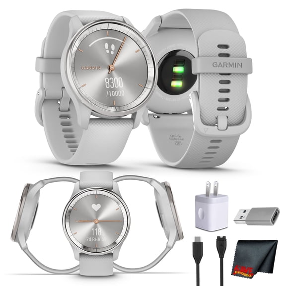 Garmin vivomove Trend Hybrid Smartwatch Silver Bezel - Mist Grey Case