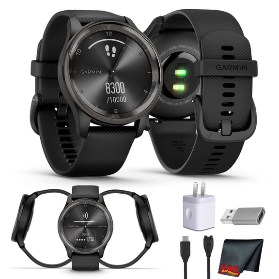 Garmin vivomove Trend Hybrid Smartwatch Slate Bezel - Black Case