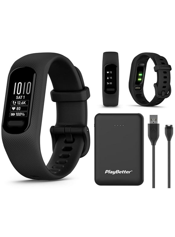Garmin vivosmart 5 (Black, S/M) Fitness Tracker Bundle with PlayBetter Portable Charger