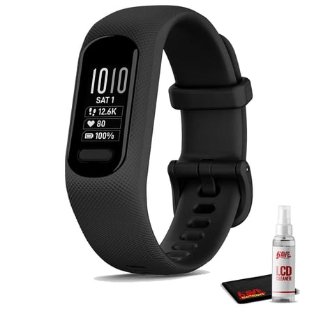 Garmin vivosmart 5 Fitness Tracker (Black) Heart Rate Monitor & Sleep Tracker - Phone GPS with 6Ave Cleaning Kit