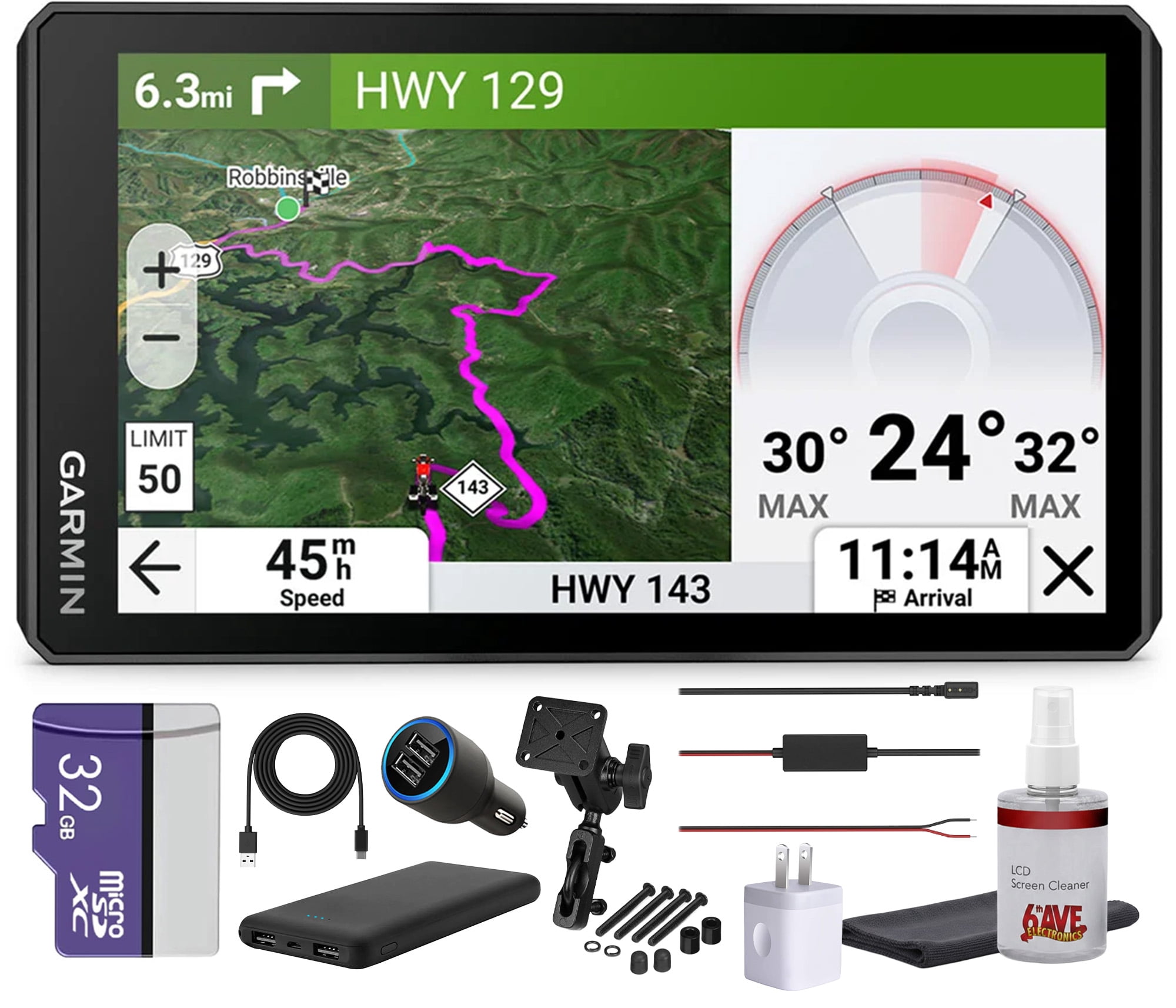 Garmin zūmo XT3, 6” Rugged Motorcycle GPS, Lean Angles, Custom Route Planning, Adventurous Navigation, Group Rides Bundle with Accessories