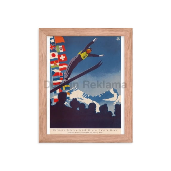 Garmisch Partenkirchen, Germany. Winter Sports, 1937. Framed Vintage Travel Poster