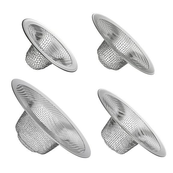 Garnen 4 Pcs Kitchen Sink Strainer Basket, Stainless Steel Mesh Sink Drain Filter for Food, Shower Sink Drain Hair Catcher (2.1", 2.8", 3.5" & 4.3")