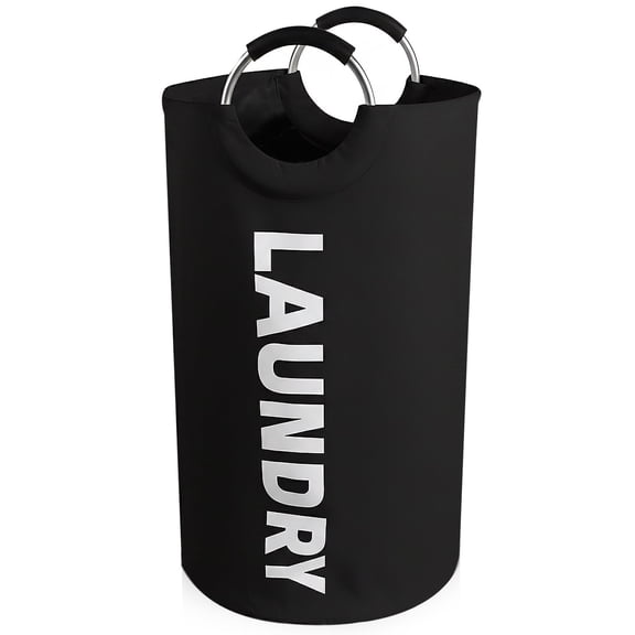 Garnen 90L Collapsible Laundry Basket Bag, Foldable Laundry Hamper Basket, Dirty Clothes Hamper Organizer Bin with Handle For Kids Dorm Room, Black