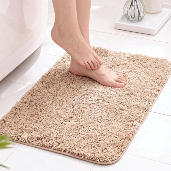 Garnen Bathroom Rugs Non Slip Bath Mat, 20"x31" Bathroom Rug Washable Bath Mats for Bathroom Mat Towel, Soft Absorbent Bath Rugs for Home Toilet,Beige