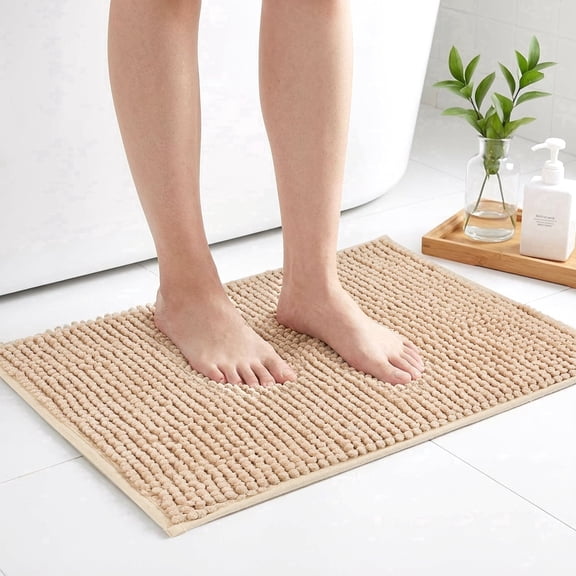 Garnen Bathroom Rugs Non Slip Bath Mat Rug, 20"x31" Bath Mat Towel Soft Absorbent Quick Dry Washable Bath Mats for Bathroom Floor Tub & Shower, Beige