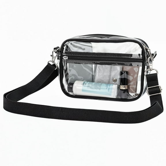 Garnen Clear Bag for Stadium Events, Clear Purse Crossbody Bags, Clear Stadium Approved Bags See Through Bag With Zipper and Adjustable Strap