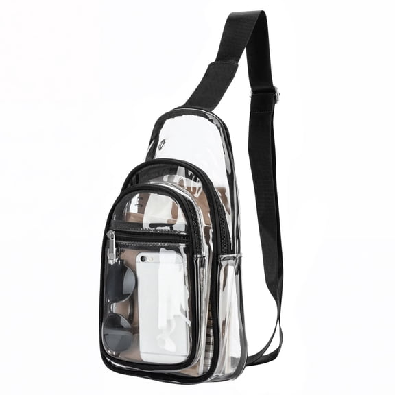 Garnen Clear Crossbody Bags for Stadium Events, Clear Purse Crossbody Sling Bag Clear Stadium Approved See Through Bag with Zipper & Adjustable Strap