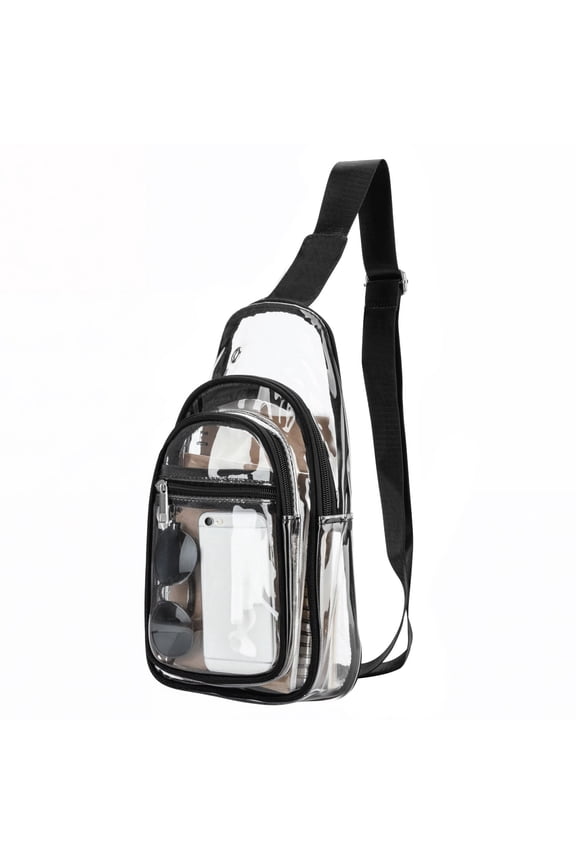Clear Crossbody Bags for Stadium Events, Clear Purse Crossbody Sling Bag Clear Stadium Approved See Through Bag with Zipper & Adjustable Strap