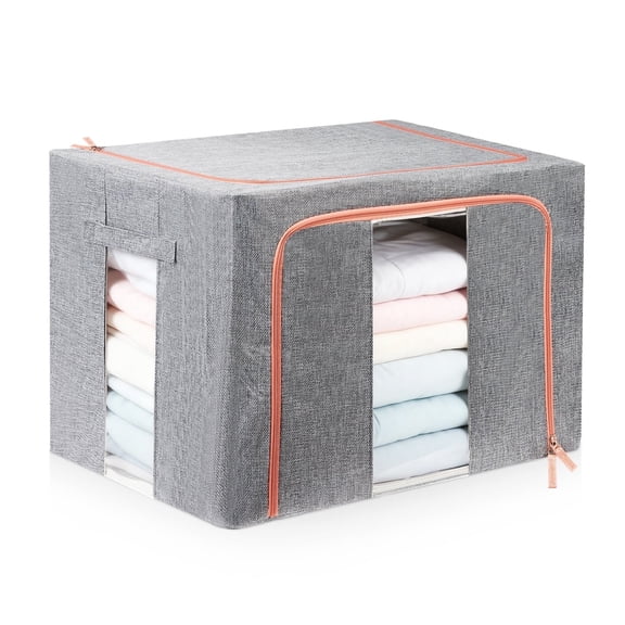 Garnen Closet Organizers and Storage Bins with Lids Under Bed Storage Containers, 100L Cotton Linen Organization & Cube Storage Bag with Clear Window