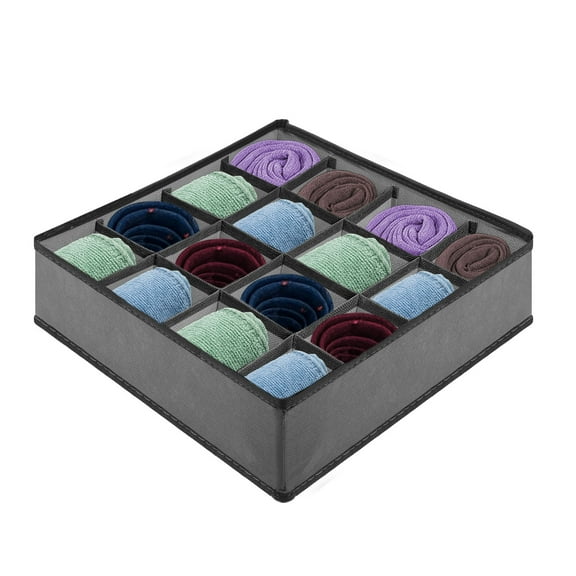 Garnen Drawer Organizer Clothes, 16 Cell Dresser Organizer Bins Divider for Socks Underwear Organizers, Baby Nursery Closet Organizer & Storage, Gray