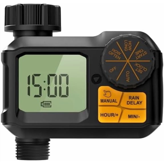 Garnen Sprinkler Timer, Garden Water Hose Faucet Timer, 1 min-7 Days Programmable with Rain Delay/Manual/Automatic Watering Controller System, Digital Drip Irrigation for Yard, Lawn, 1 Outlet