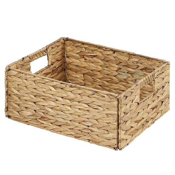 Garnen Wicker Basket Storage Baskets for Shelves 15"x11", Collapsible Wicker Baskets with Handles, Rectangular Shelf Baskets for Organizing Bins,Brown
